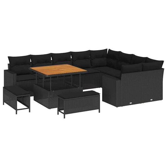 Conjunto de Sofá de Jardim 12 pcs Preto 100 x 100 x 71 cm