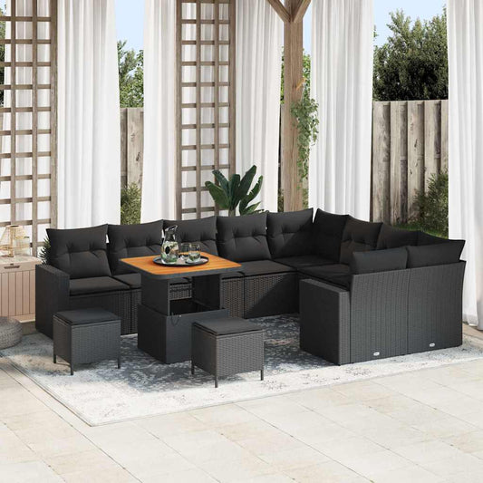 Conjunto de Sofá de Jardim 12 pcs Preto 80 x 80 x 71 cm
