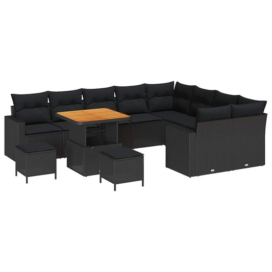 Conjunto de Sofá de Jardim 12 pcs Preto 80 x 80 x 71 cm