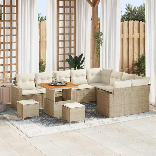 Conjunto de Sofá de Jardim 12 pcs bege e creme 80 x 80 x 71 cm