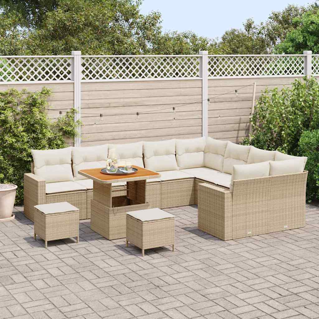 Conjunto de Sofá de Jardim 12 pcs bege e creme 80 x 80 x 71 cm