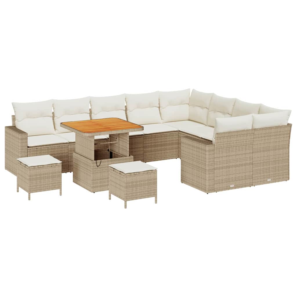Conjunto de Sofá de Jardim 12 pcs bege e creme 80 x 80 x 71 cm