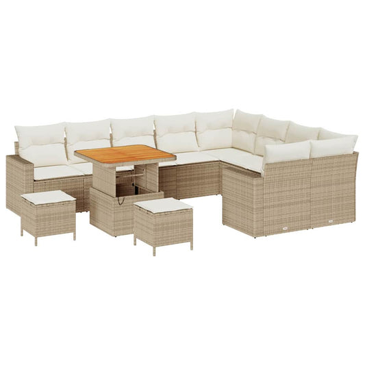 Conjunto de Sofá de Jardim 12 pcs bege e creme 80 x 80 x 71 cm