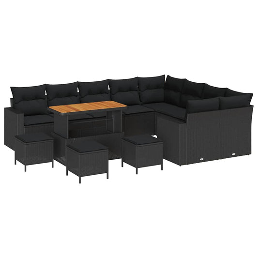 Conjunto de Sofá de Jardim 13 pcs Preto 110 x 55 x 71 cm