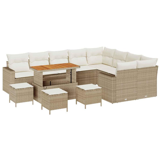 Conjunto de Sofá de Jardim 13 pcs bege e creme 110 x 55 x 71 cm