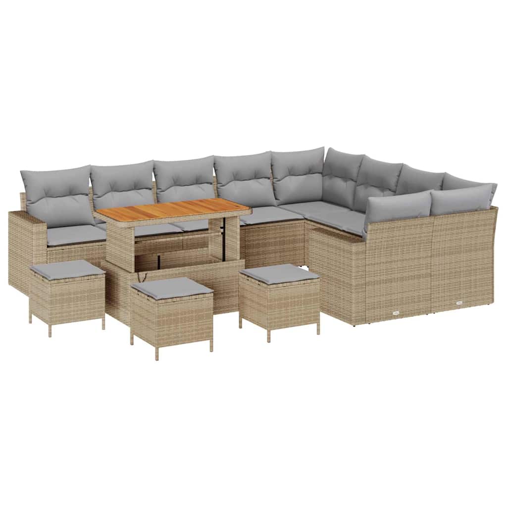 Conjunto de Sofá de Jardim 13 pcs bege e cinzento claro