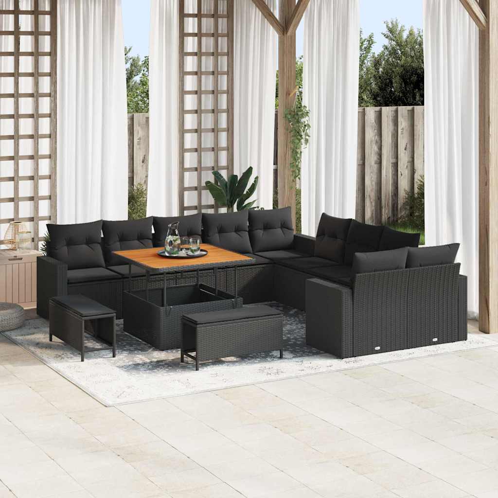 Conjunto de Sofá de Jardim 13 pcs Preto 100 x 100 x 71 cm