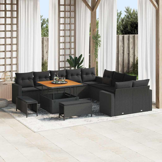 Conjunto de Sofá de Jardim 13 pcs Preto 100 x 100 x 71 cm