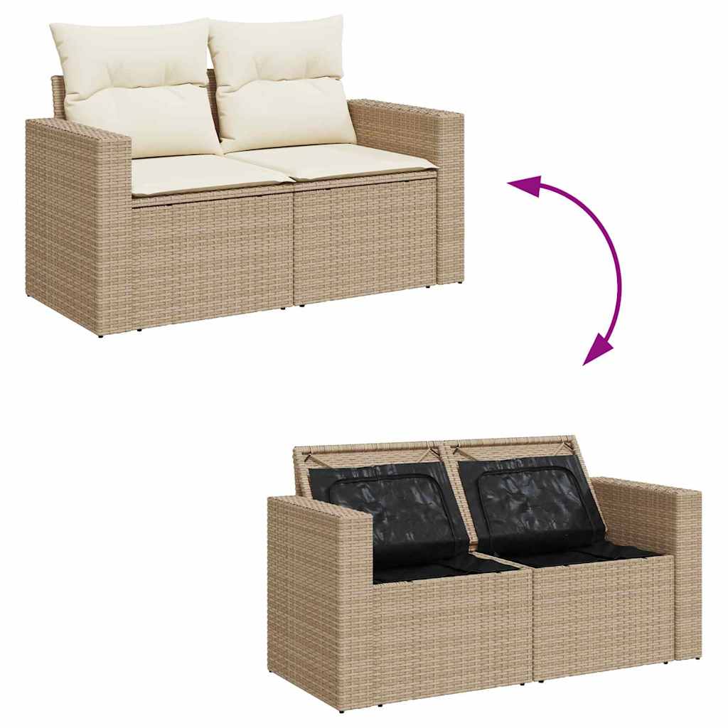 Conjunto de Sofá de Jardim com almofada 13 pcs bege e creme