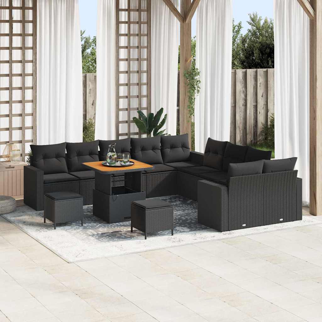 Conjunto de Sofá de Jardim 13 pcs Preto 80 x 80 x 71 cm