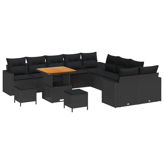 Conjunto de Sofá de Jardim 13 pcs Preto 80 x 80 x 71 cm