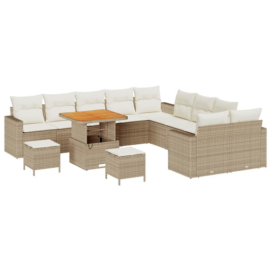 Conjunto de Sofá de Jardim 13 pcs bege e creme 80 x 80 x 71 cm