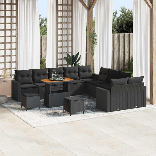 Conjunto de Sofá de Jardim 13 pcs Preto 90 x 55 x 71 cm