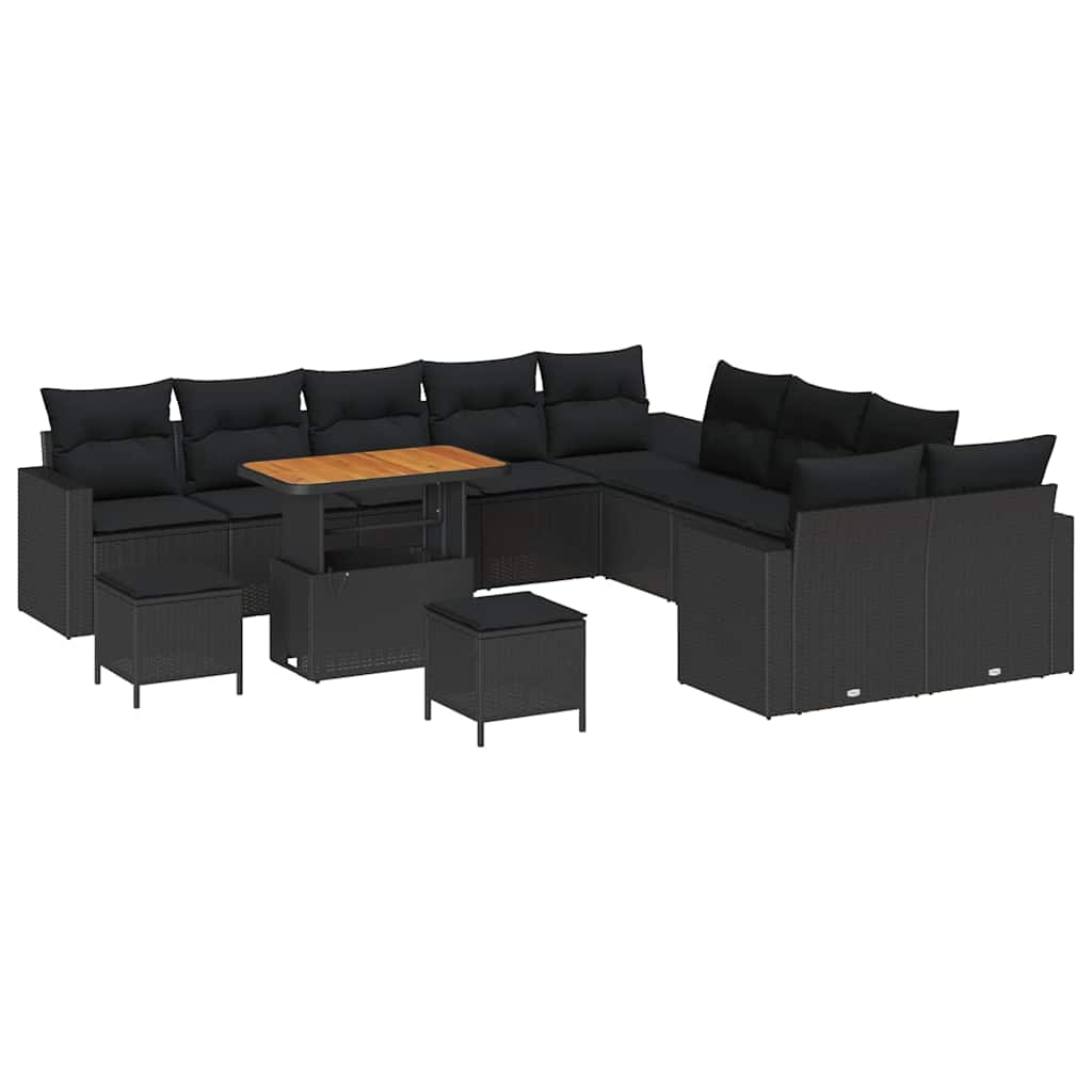 Conjunto de Sofá de Jardim 13 pcs Preto 90 x 55 x 71 cm