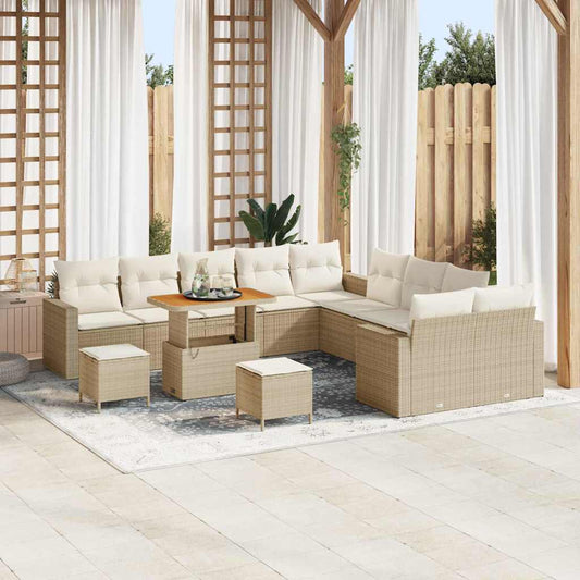 Conjunto de Sofá de Jardim 13 pcs bege e creme 90 x 55 x 71 cm
