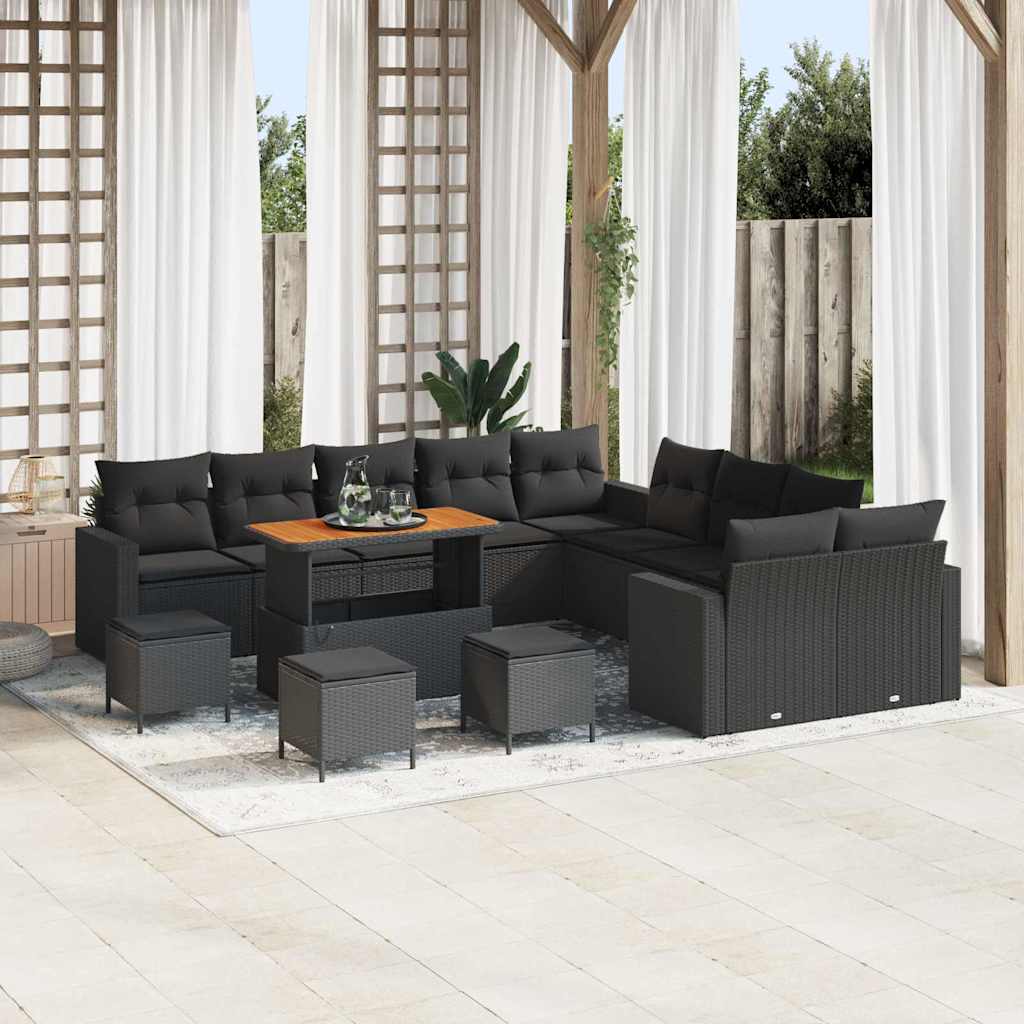 Conjunto de Sofá de Jardim 14 pcs Preto 110 x 55 x 71 cm