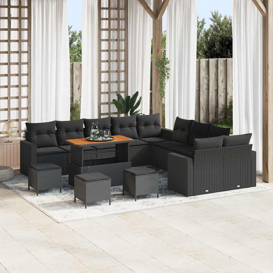 Conjunto de Sofá de Jardim 14 pcs Preto 110 x 55 x 71 cm