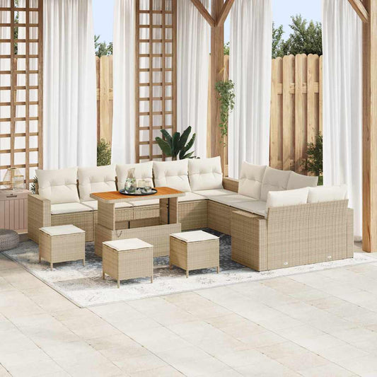 Conjunto de Sofá de Jardim 14 pcs bege e creme 110 x 55 x 71 cm