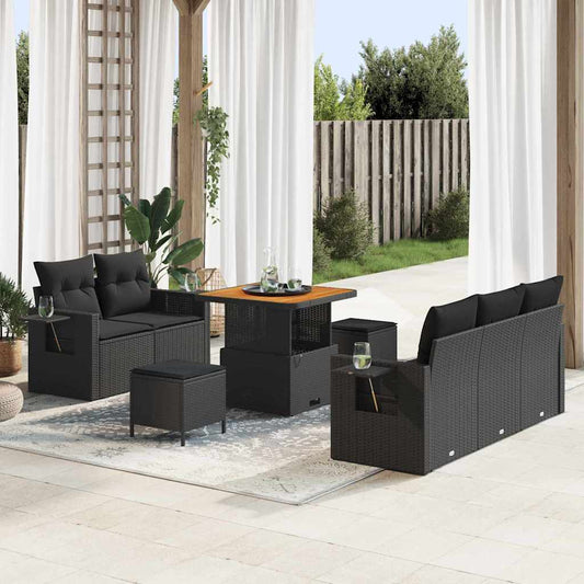 Conjunto de Sofá de Jardim 8 pcs Preto 80 x 80 x 71 cm