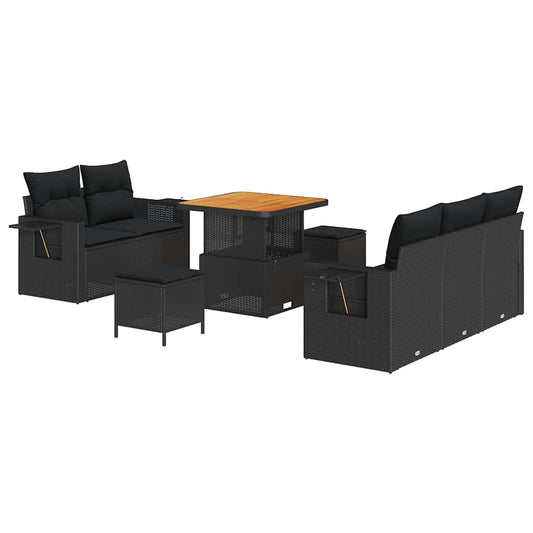 Conjunto de Sofá de Jardim 8 pcs Preto 80 x 80 x 71 cm