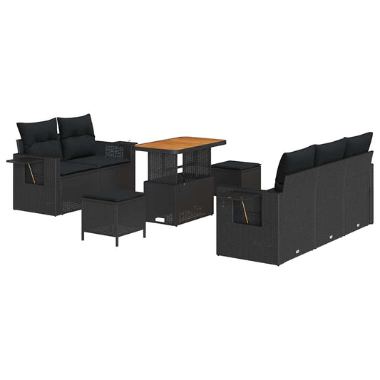 Conjunto de Sofá de Jardim Manual 8 pcs Preto 90 x 55 x 71 cm