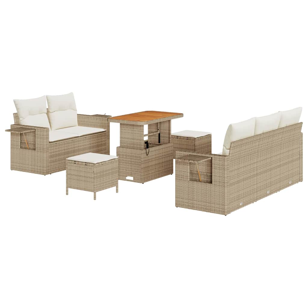 Conjunto de Sofá de Jardim com almofada 8 pcs bege e creme