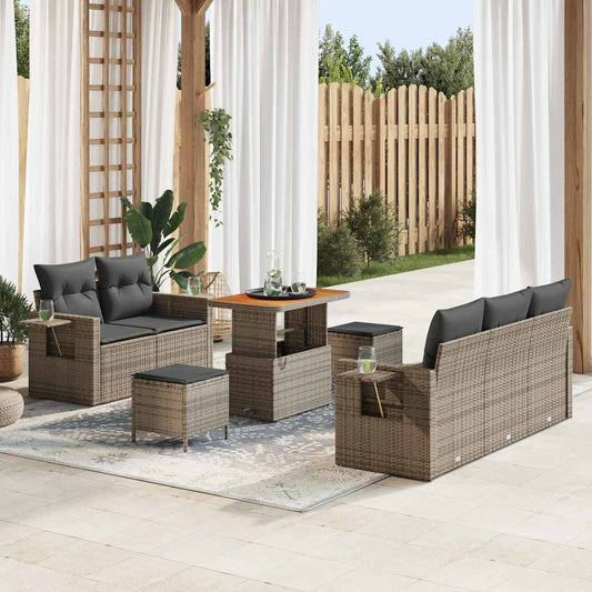 Conjunto de Sofá de Jardim com almofada Manual 8 pcs Cinzeto