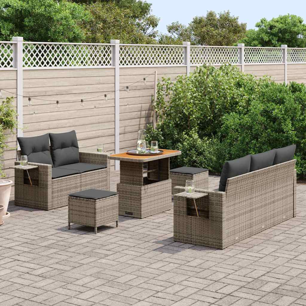 Conjunto de Sofá de Jardim com almofada Manual 8 pcs Cinzeto