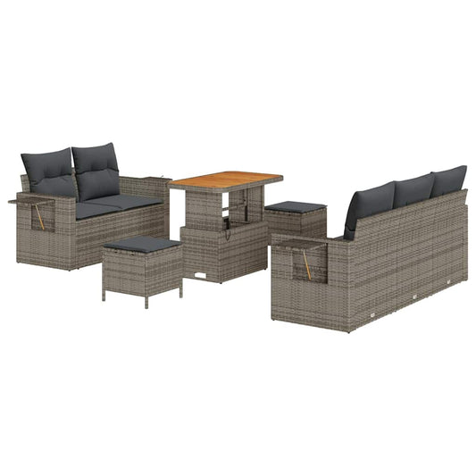 Conjunto de Sofá de Jardim com almofada Manual 8 pcs Cinzeto
