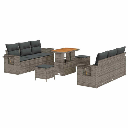 Conjunto de Sofá de Jardim com almofada Manual 9 pcs Cinzeto