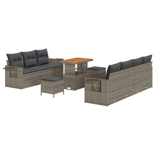 Conjunto de Sofá de Jardim com almofada 10 pcs Cinzeto