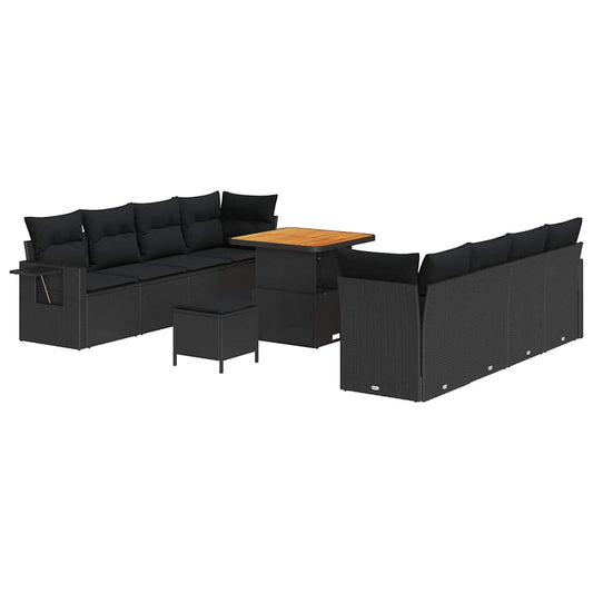 Conjunto de Sofá de Jardim Manual 11 pcs Preto 80 x 80 x 71 cm