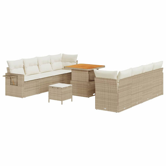 Conjunto de Sofá de Jardim 11 pcs bege e creme 80 x 80 x 71 cm