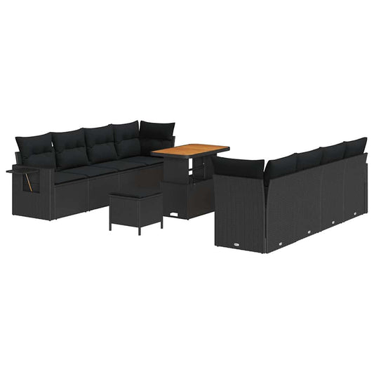 Conjunto de Sofá de Jardim Manual 11 pcs Preto 90 x 55 x 71 cm