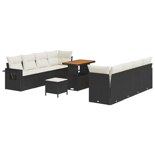 Conjunto de Sofá de Jardim 11 pcs Preto e creme 90 x 55 x 71 cm