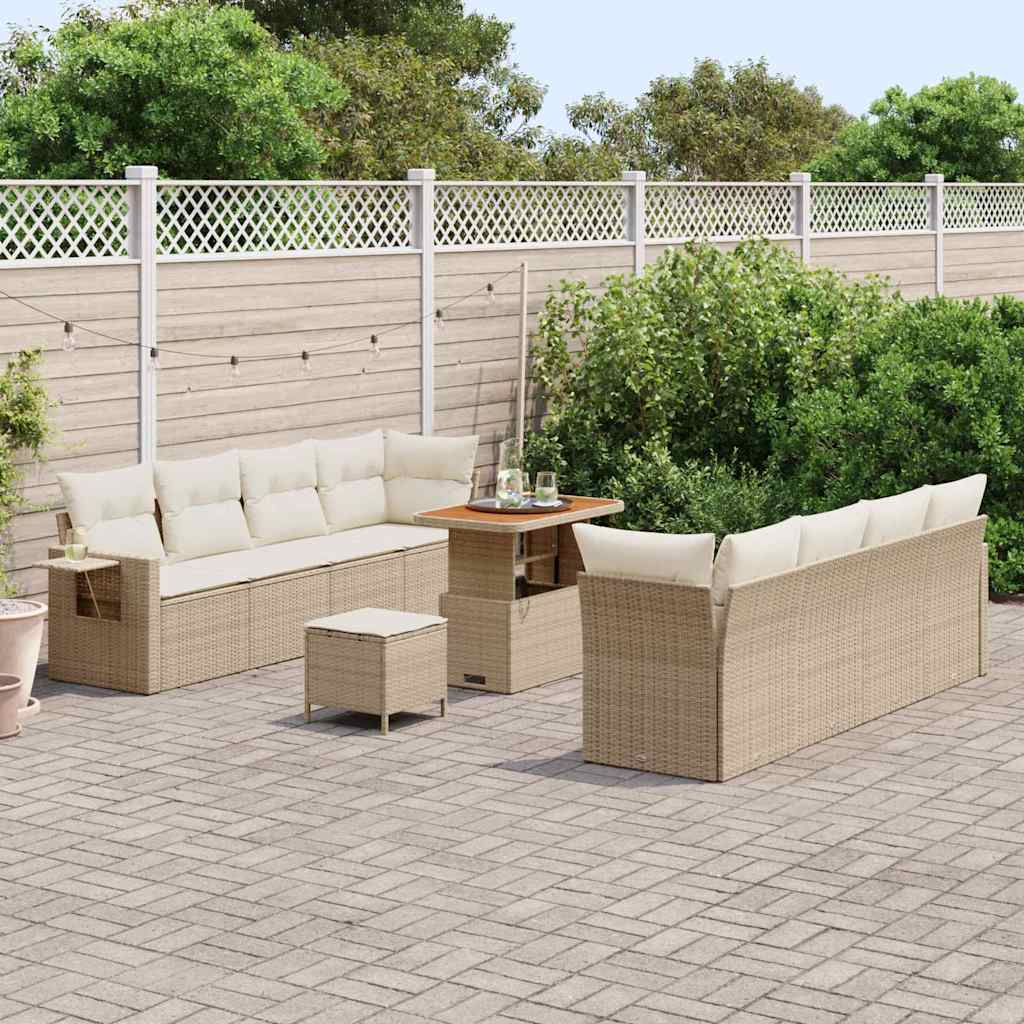 Conjunto de Sofá de Jardim 11 pcs bege e creme 90 x 55 x 71 cm