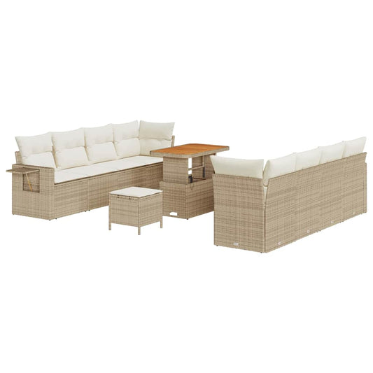 Conjunto de Sofá de Jardim 11 pcs bege e creme 90 x 55 x 71 cm
