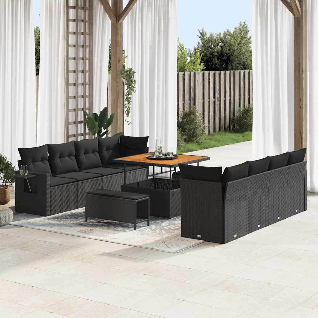 Conjunto de Sofá de Jardim 11 pcs Preto 100 x 100 x 71 cm