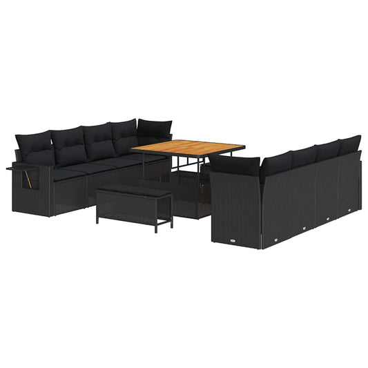 Conjunto de Sofá de Jardim 11 pcs Preto 100 x 100 x 71 cm