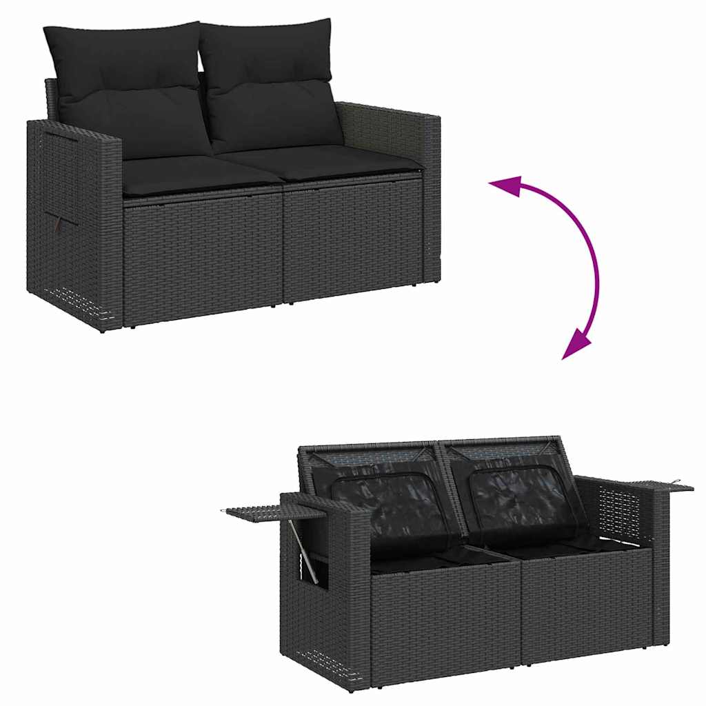 Conjunto de Sofá de Jardim Manual 10 pcs Preto 90 x 55 x 71 cm