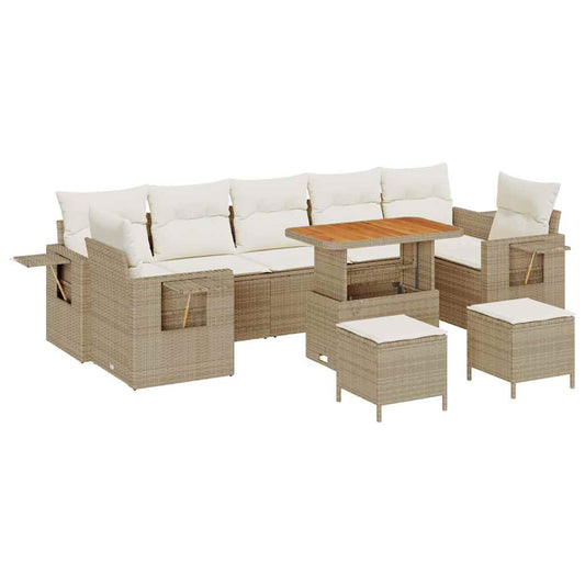 Conjunto de Sofá de Jardim 10 pcs bege e creme 90 x 55 x 71 cm