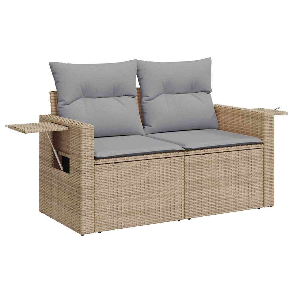 Conjunto de Sofá de Jardim Manual 10 pcs bege e cinzento claro