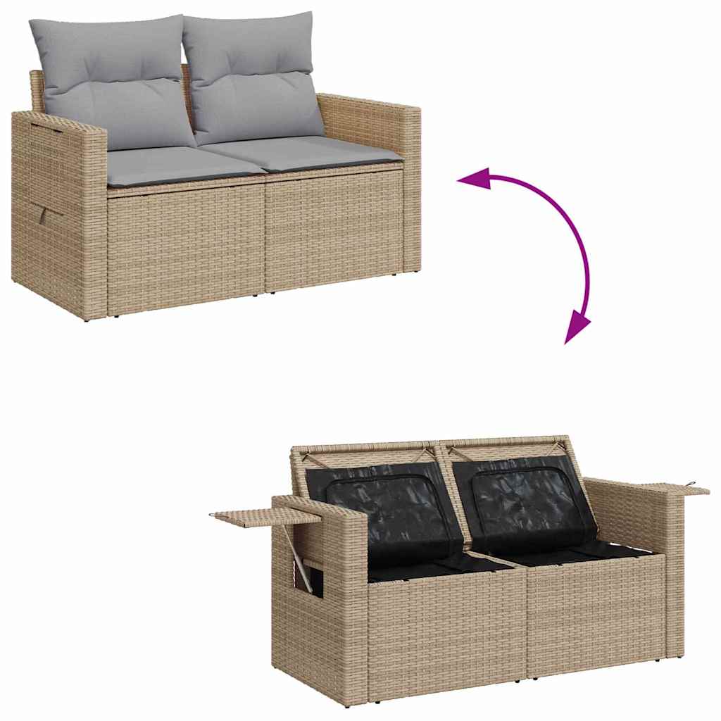 Conjunto de Sofá de Jardim Manual 10 pcs bege e cinzento claro