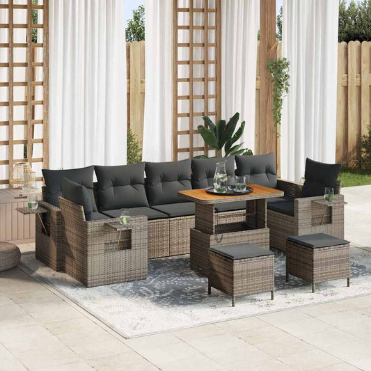 Conjunto de Sofá de Jardim 10 pcs Cinzeto 90 x 55 x 71 cm