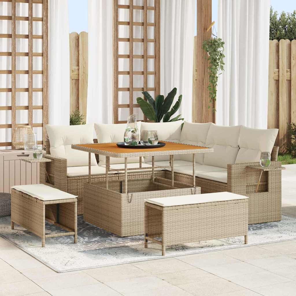 Conjunto de Sofá de Jardim 8 pcs bege e creme 100 x 100 x 71 cm