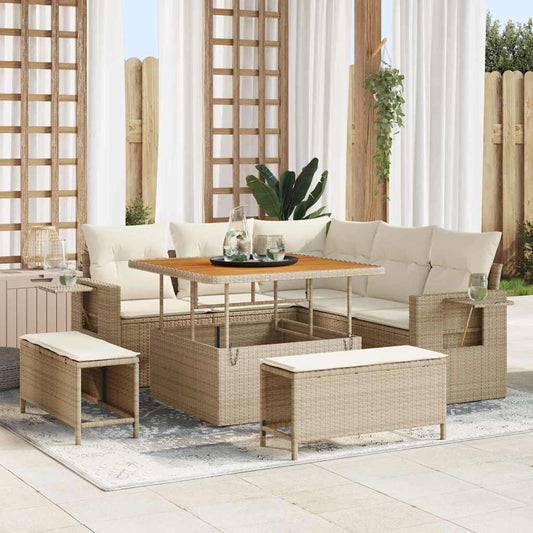 Conjunto de Sofá de Jardim 8 pcs bege e creme 100 x 100 x 71 cm