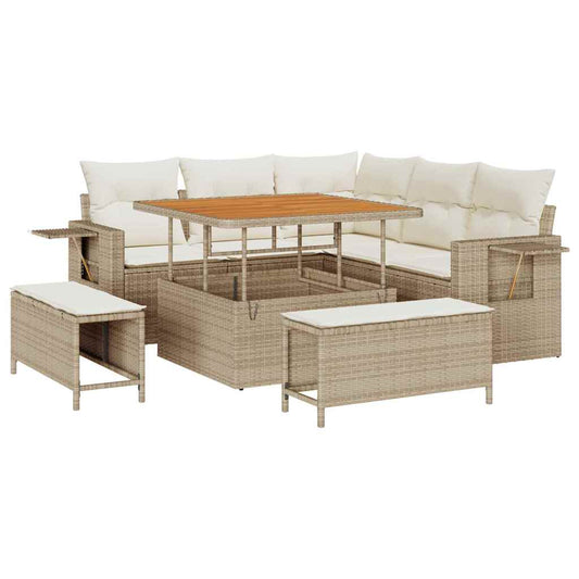 Conjunto de Sofá de Jardim 8 pcs bege e creme 100 x 100 x 71 cm