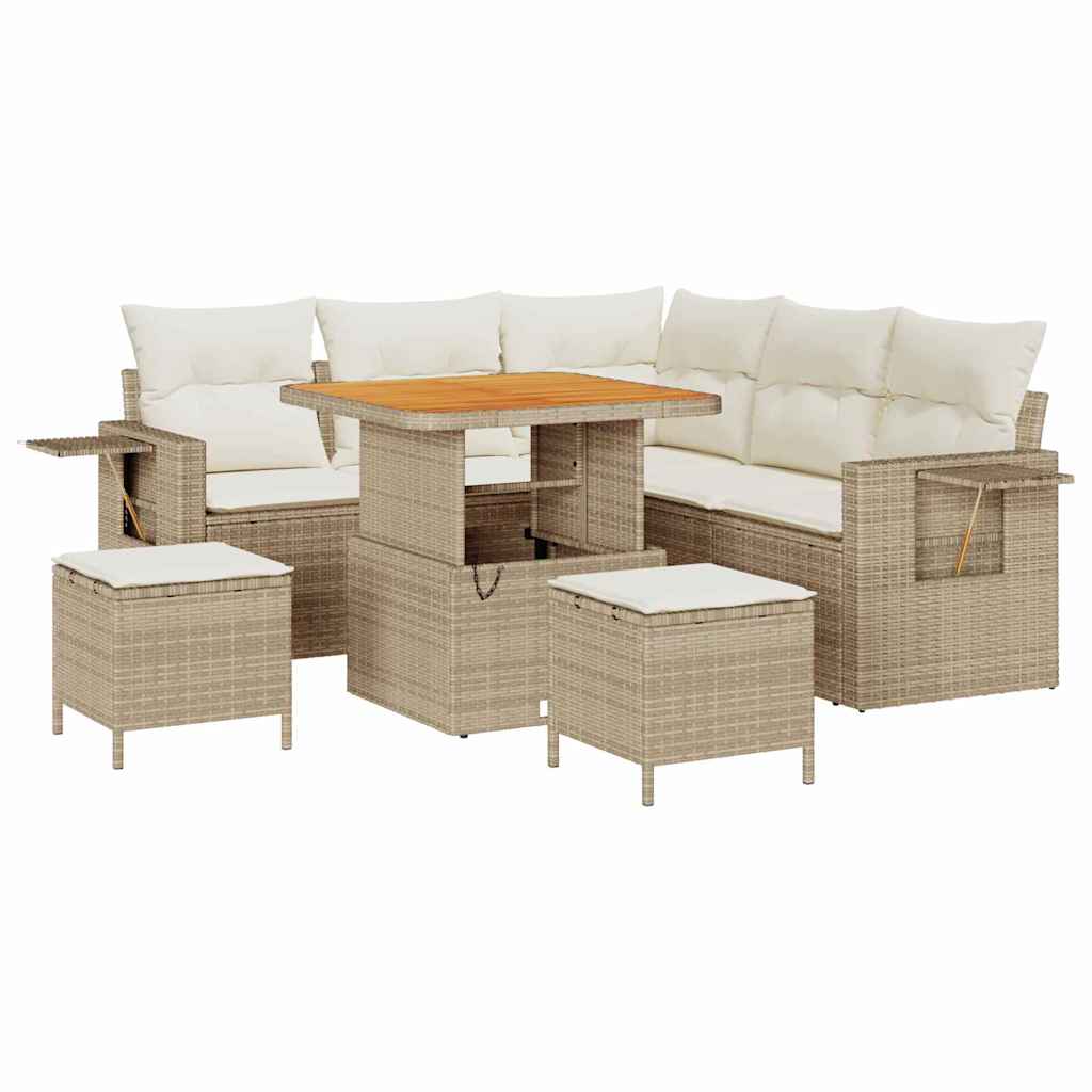 Conjunto de Sofá de Jardim 8 pcs bege e creme 80 x 80 x 71 cm