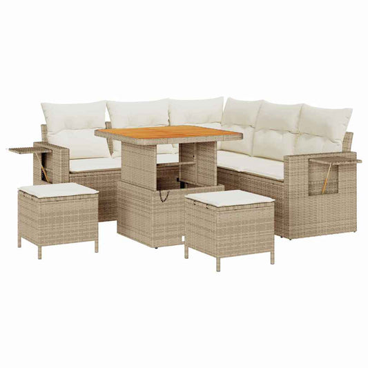 Conjunto de Sofá de Jardim 8 pcs bege e creme 80 x 80 x 71 cm