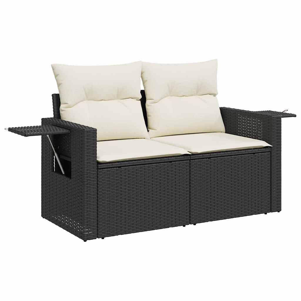 Conjunto de Sofá de Jardim 8 pcs Preto e creme 90 x 55 x 71 cm